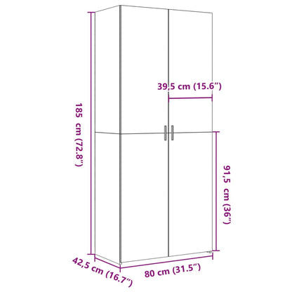 Skříň Highboard Šedá Sonoma 80 X 42,5 X 185 Cm Kompozitní Dřevo
