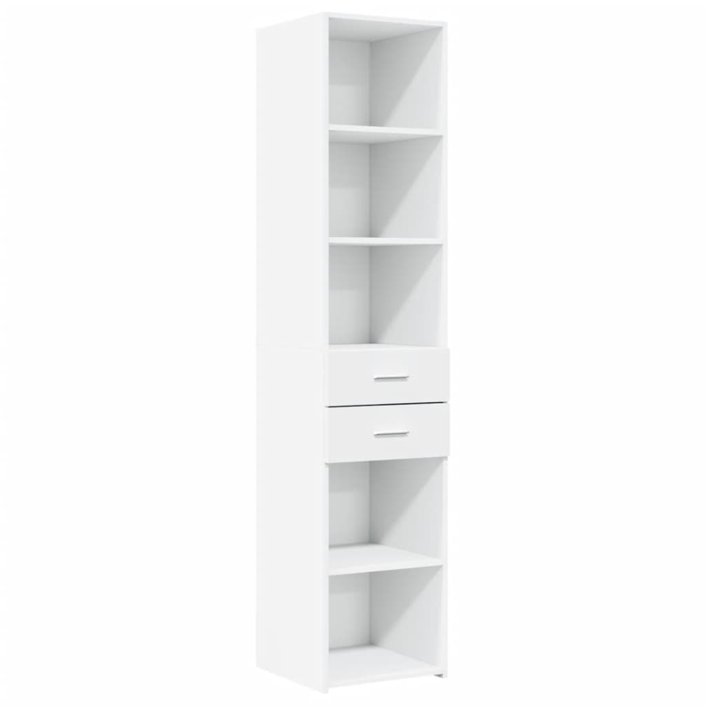 Skříň Highboard Bílá 40 X 42,5 X 185 Cm Kompozitní Dřevo