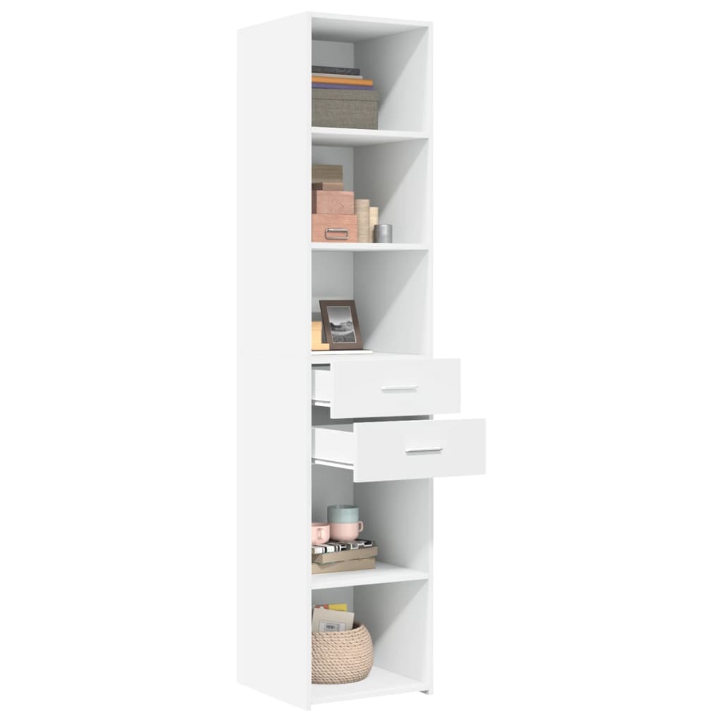 Skříň Highboard Bílá 40 X 42,5 X 185 Cm Kompozitní Dřevo