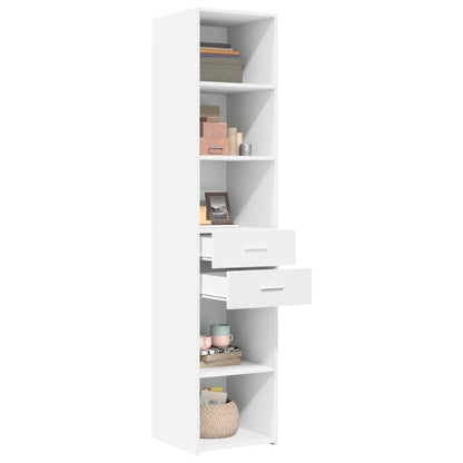 Skříň Highboard Bílá 40 X 42,5 X 185 Cm Kompozitní Dřevo