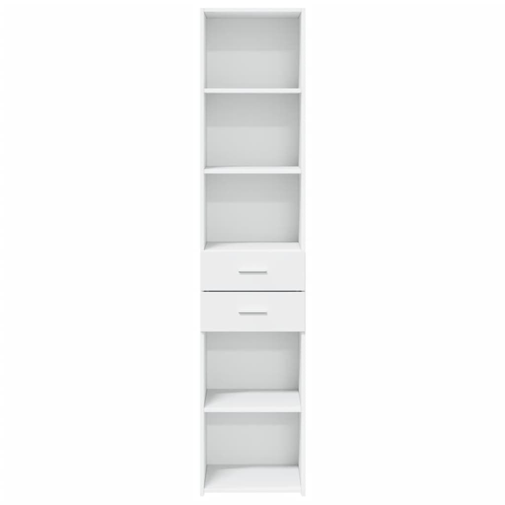 Skříň Highboard Bílá 40 X 42,5 X 185 Cm Kompozitní Dřevo