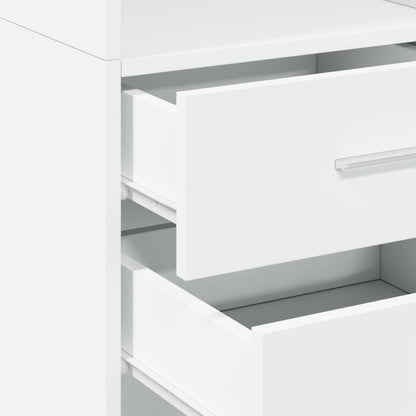 Skříň Highboard Bílá 40 X 42,5 X 185 Cm Kompozitní Dřevo