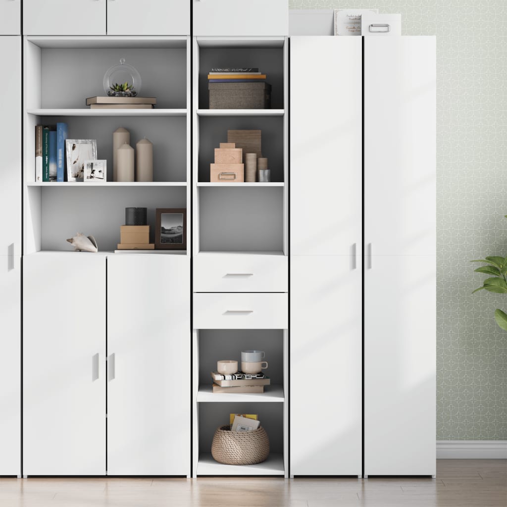 Skříň Highboard Bílá 40 X 42,5 X 185 Cm Kompozitní Dřevo
