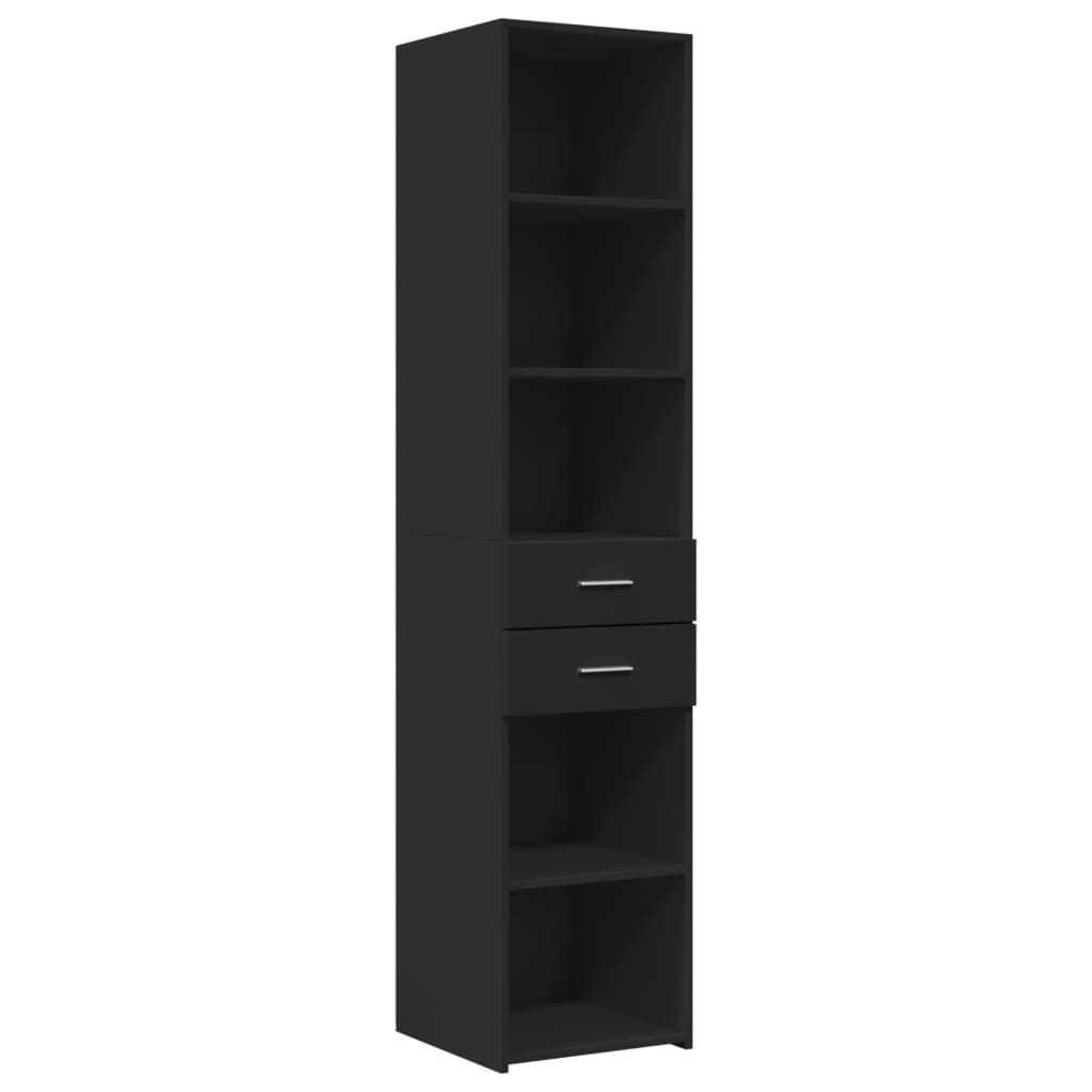 Skříň Highboard Černá 40 X 42,5 X 185 Cm Kompozitní Dřevo