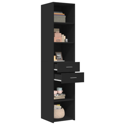 Skříň Highboard Černá 40 X 42,5 X 185 Cm Kompozitní Dřevo