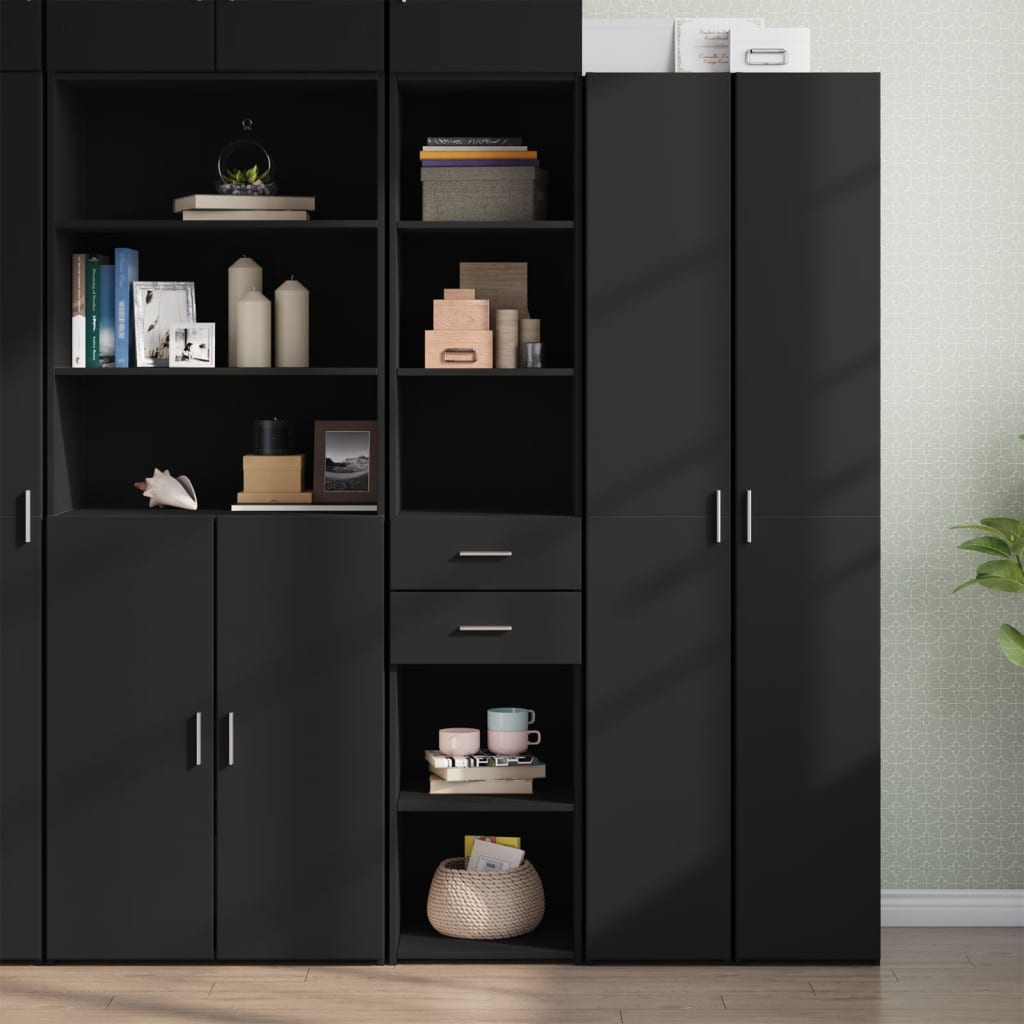 Skříň Highboard Černá 40 X 42,5 X 185 Cm Kompozitní Dřevo