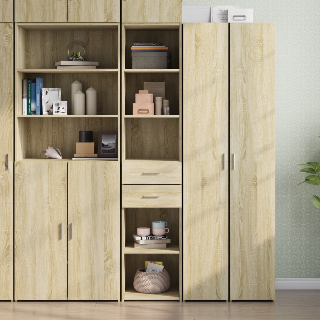 Skříň Highboard Černá 40 X 42,5 X 185 Cm Kompozitní Dřevo