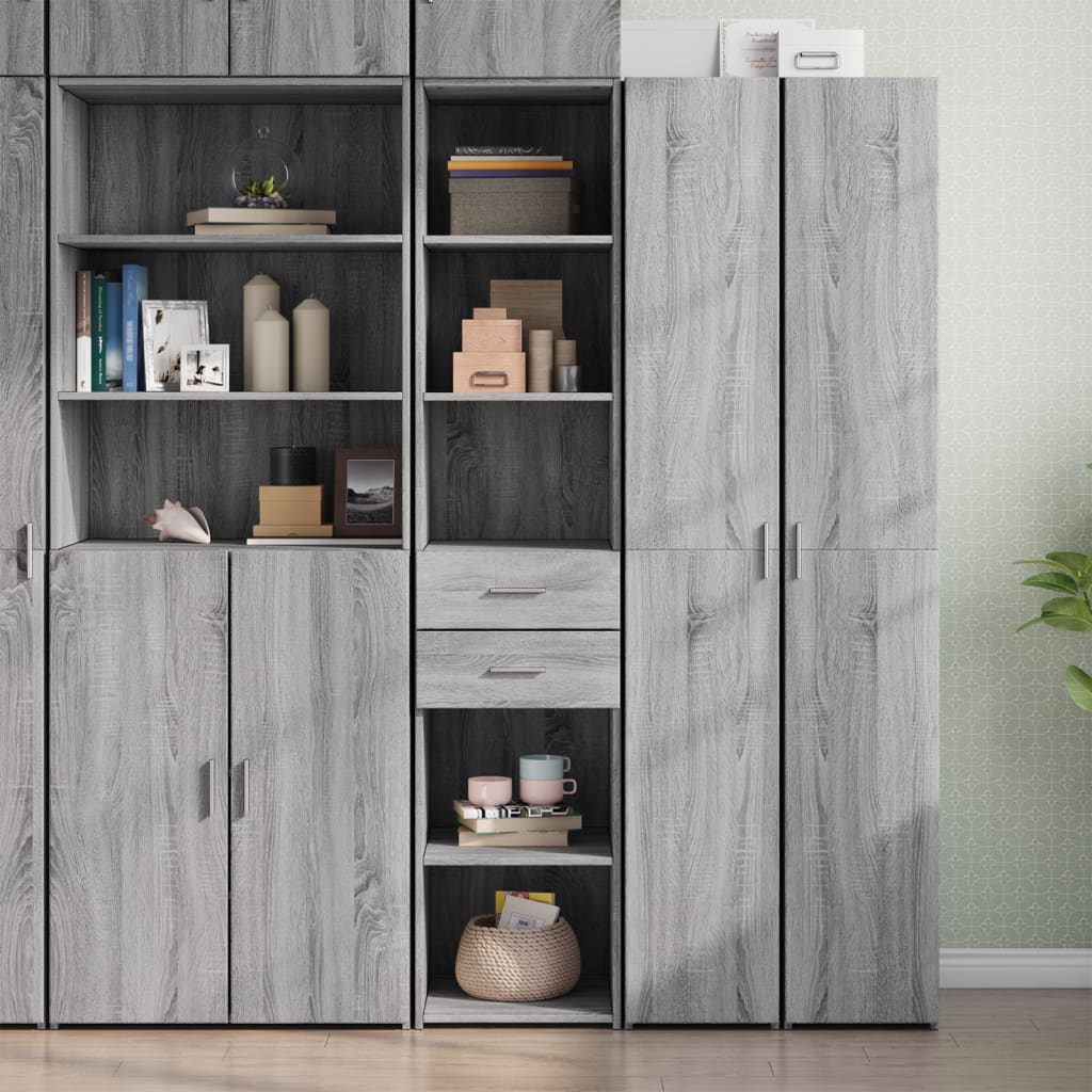 Skříň Highboard Černá 40 X 42,5 X 185 Cm Kompozitní Dřevo