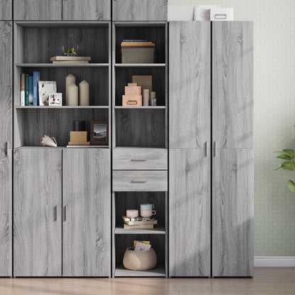 Skříň Highboard Černá 40 X 42,5 X 185 Cm Kompozitní Dřevo