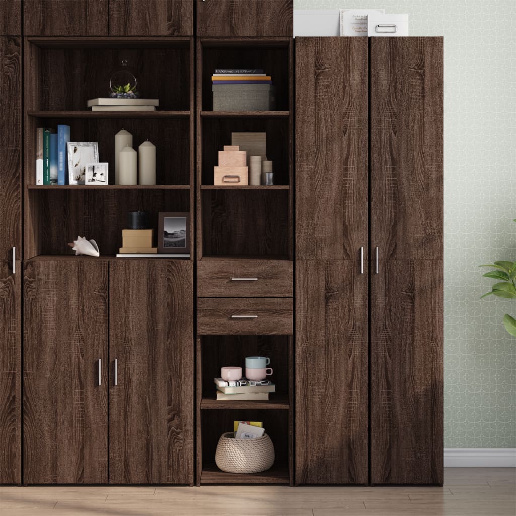Skříň Highboard Černá 40 X 42,5 X 185 Cm Kompozitní Dřevo