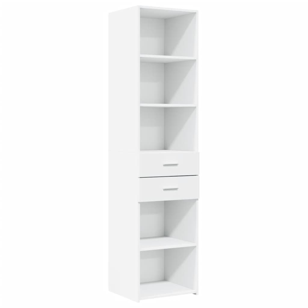Skříň Highboard Bílá 45 X 42,5 X 185 Cm Kompozitní Dřevo