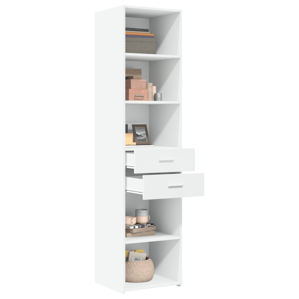 Skříň Highboard Bílá 45 X 42,5 X 185 Cm Kompozitní Dřevo