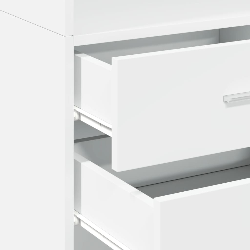 Skříň Highboard Bílá 45 X 42,5 X 185 Cm Kompozitní Dřevo