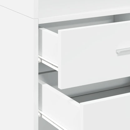 Skříň Highboard Bílá 45 X 42,5 X 185 Cm Kompozitní Dřevo