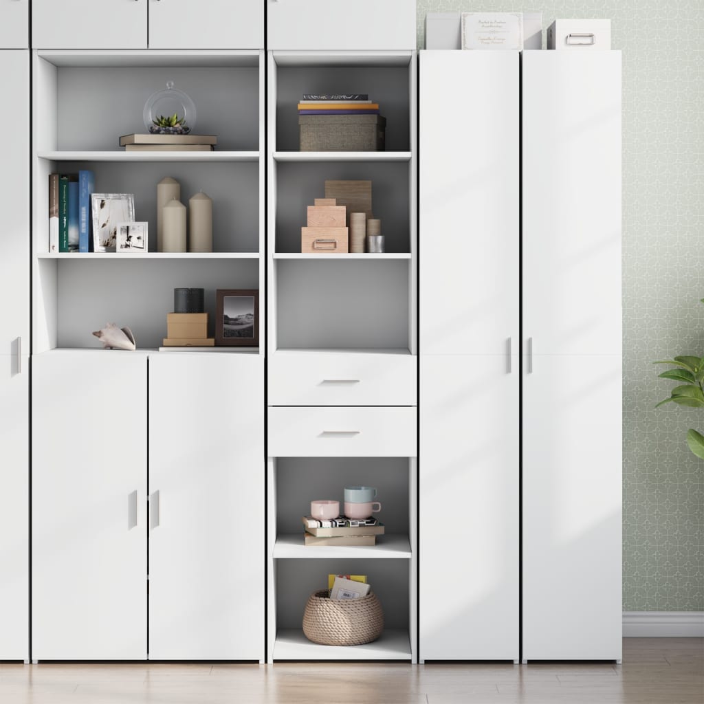 Skříň Highboard Bílá 45 X 42,5 X 185 Cm Kompozitní Dřevo