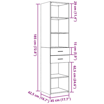 Skříň Highboard Dub Sonoma 45 X 42,5 X 185 Cm Kompozitní Dřevo