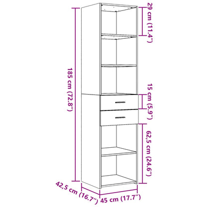 Skříň Highboard Kouřový Dub 45 X 42,5 X 185 Cm Kompozitní Dřevo