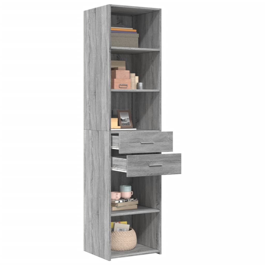 Skříň Highboard Šedá Sonoma 45 X 42,5 X 185 Cm Kompozitní Dřevo