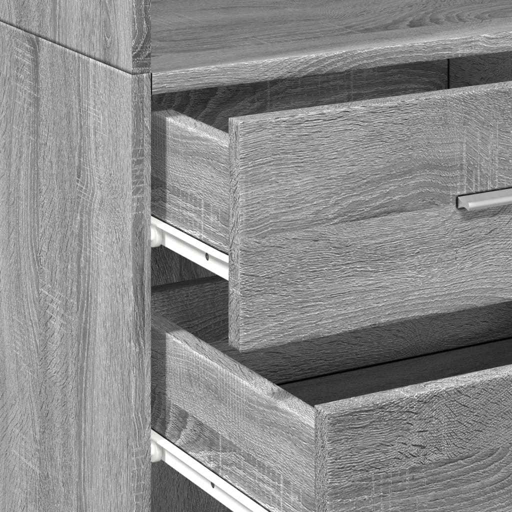 Skříň Highboard Šedá Sonoma 45 X 42,5 X 185 Cm Kompozitní Dřevo