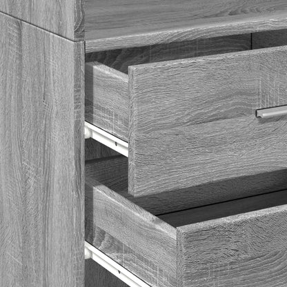 Skříň Highboard Šedá Sonoma 45 X 42,5 X 185 Cm Kompozitní Dřevo