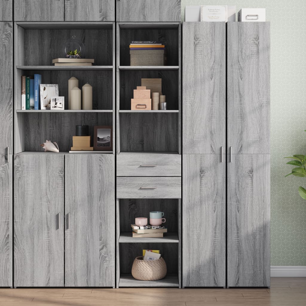 Skříň Highboard Šedá Sonoma 45 X 42,5 X 185 Cm Kompozitní Dřevo