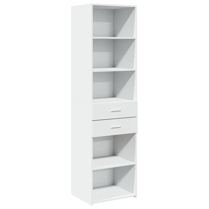 Skříň Highboard Bílá 50 X 42,5 X 185 Cm Kompozitní Dřevo