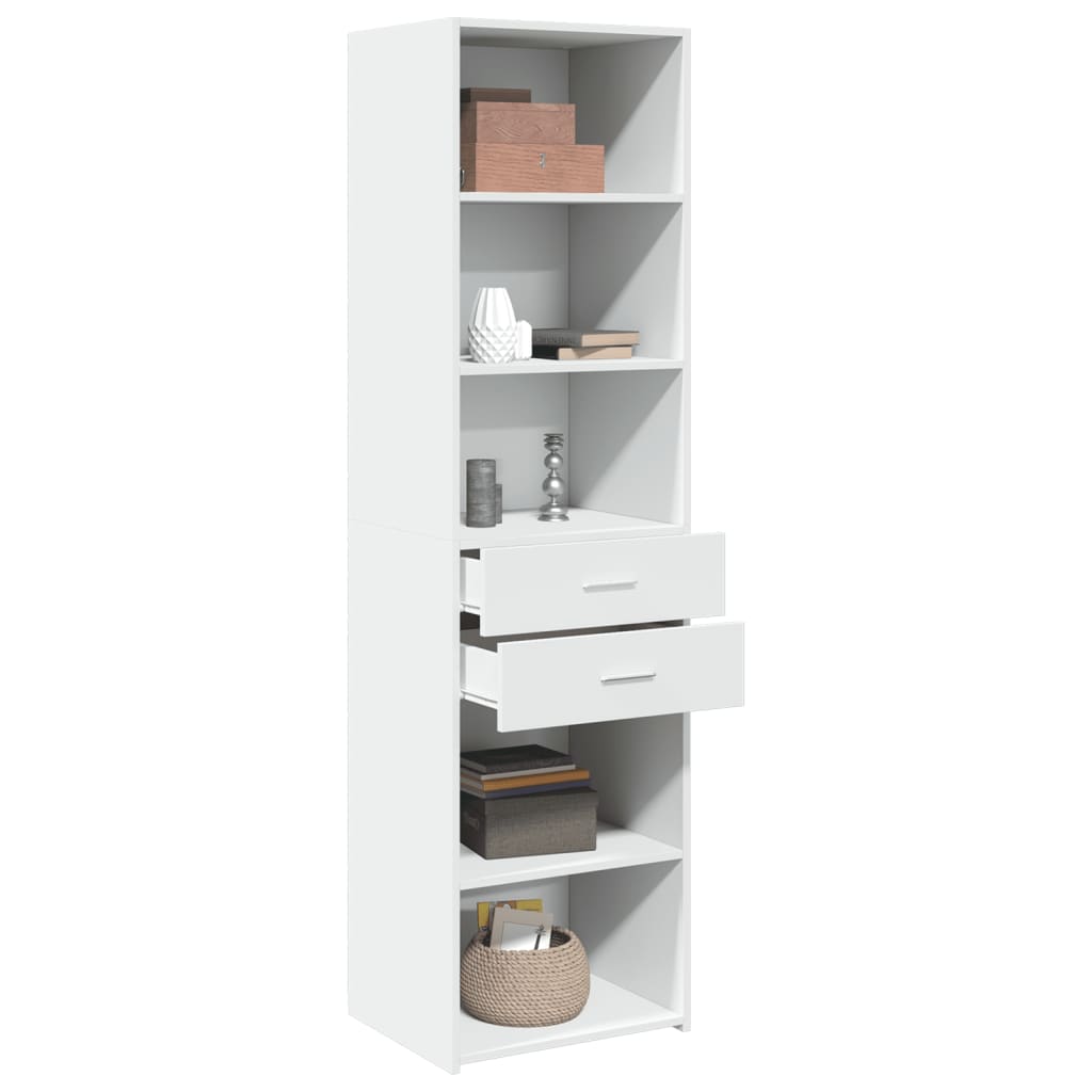 Skříň Highboard Bílá 50 X 42,5 X 185 Cm Kompozitní Dřevo