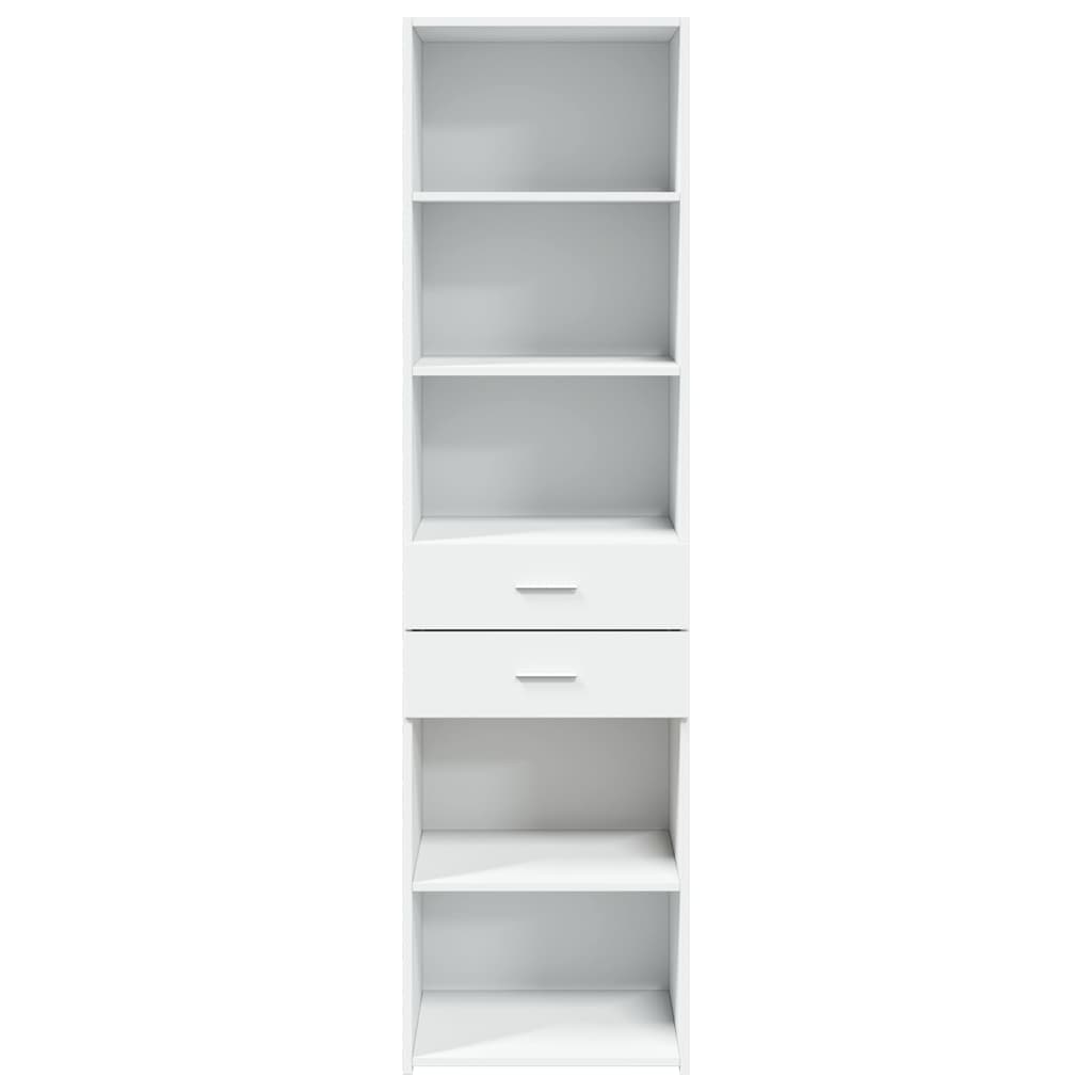 Skříň Highboard Bílá 50 X 42,5 X 185 Cm Kompozitní Dřevo