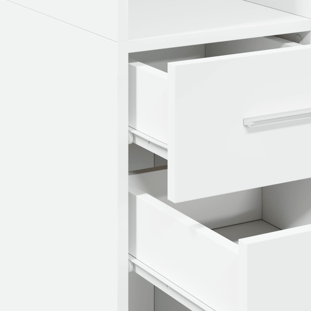 Skříň Highboard Bílá 50 X 42,5 X 185 Cm Kompozitní Dřevo