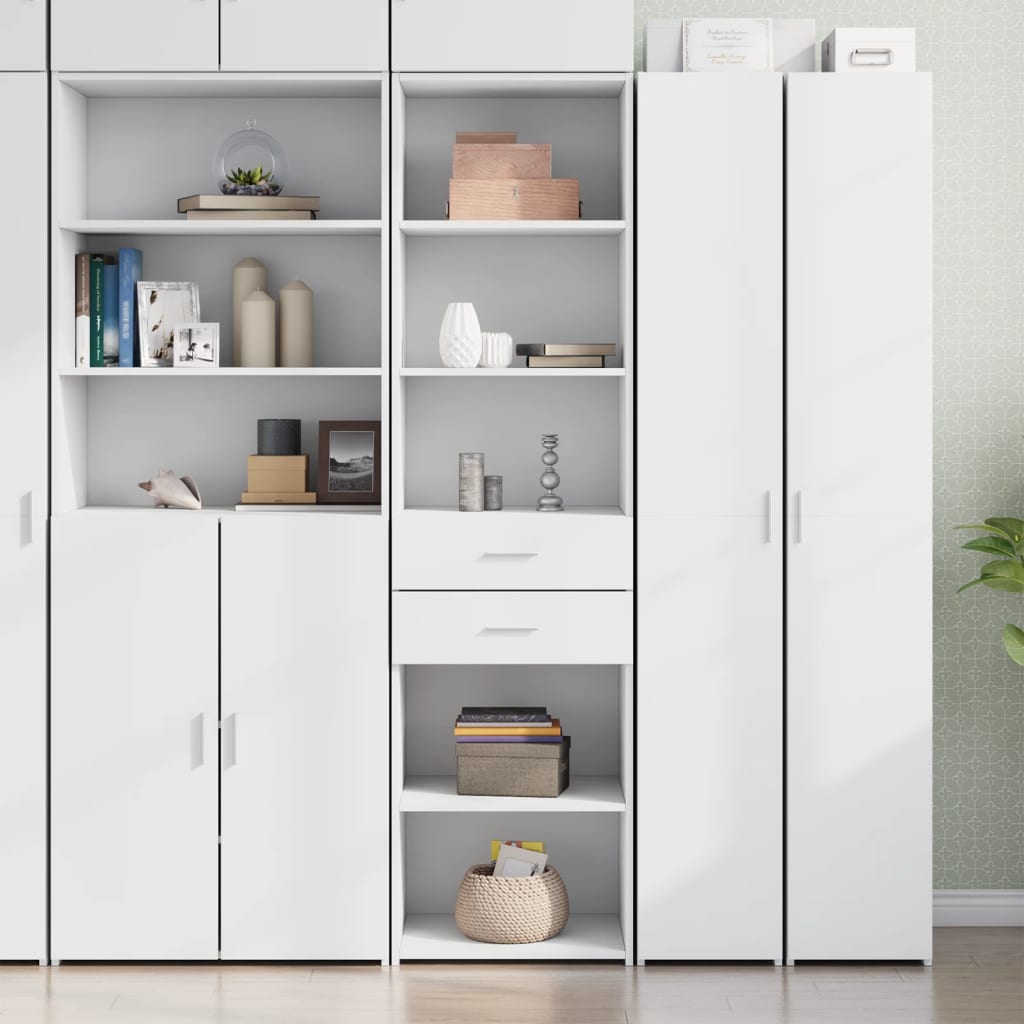 Skříň Highboard Bílá 50 X 42,5 X 185 Cm Kompozitní Dřevo