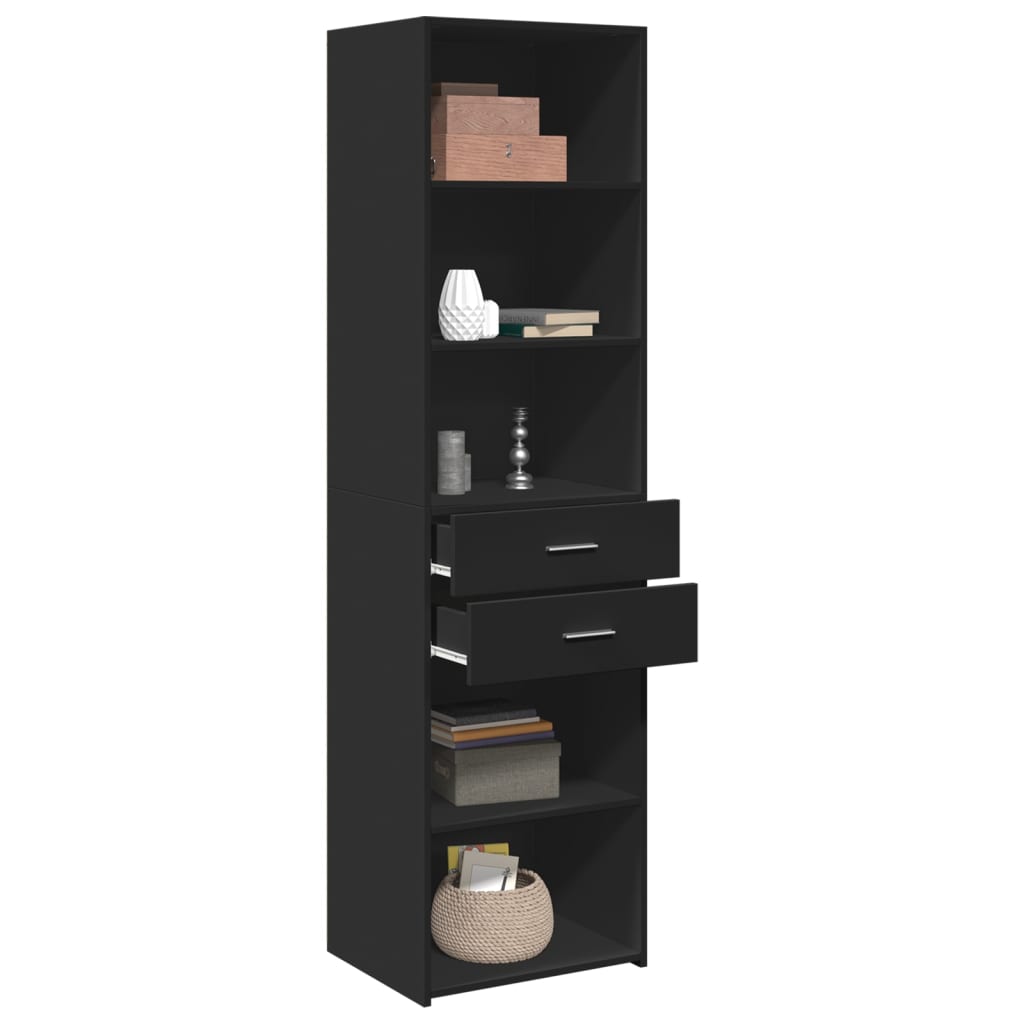 Skříň Highboard Černá 50 X 42,5 X 185 Cm Kompozitní Dřevo