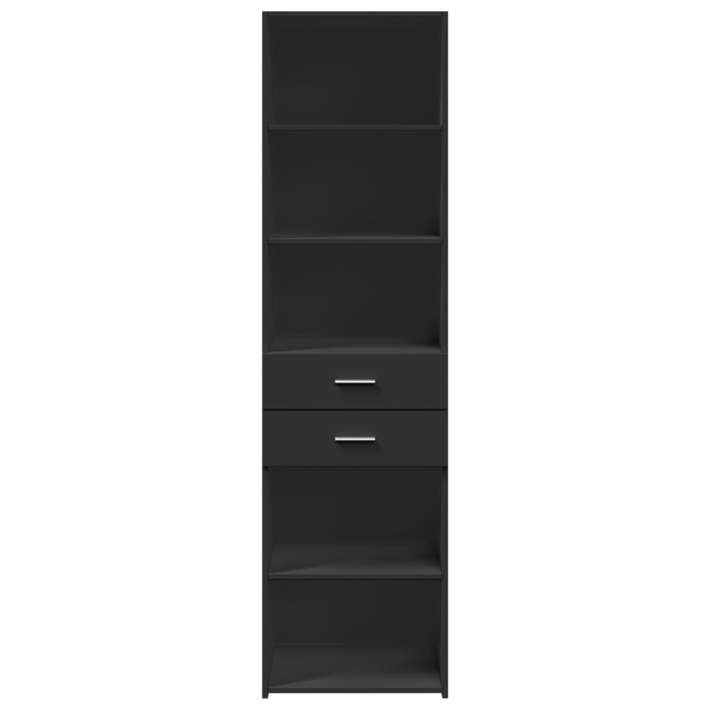 Skříň Highboard Černá 50 X 42,5 X 185 Cm Kompozitní Dřevo