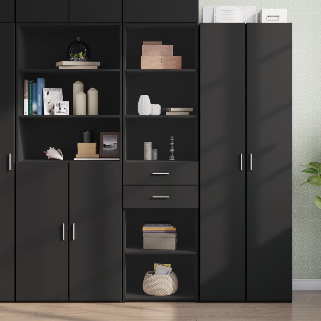 Skříň Highboard Černá 50 X 42,5 X 185 Cm Kompozitní Dřevo