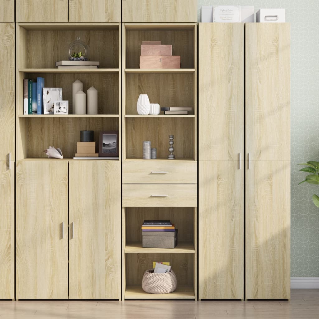 Skříň Highboard Černá 50 X 42,5 X 185 Cm Kompozitní Dřevo