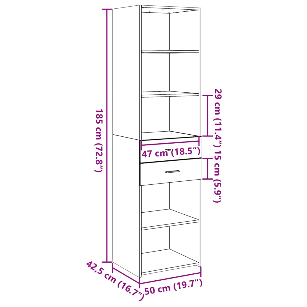 Skříň Highboard Betonově Šedá 50X42,5X185 Cm Kompozitní Dřevo