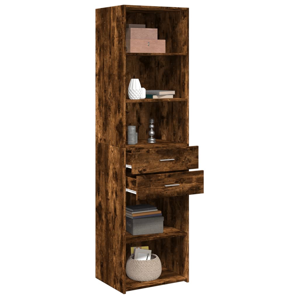 Skříň Highboard Kouřový Dub 50 X 42,5 X 185 Cm Kompozitní Dřevo