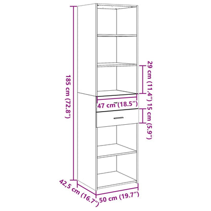 Skříň Highboard Kouřový Dub 50 X 42,5 X 185 Cm Kompozitní Dřevo