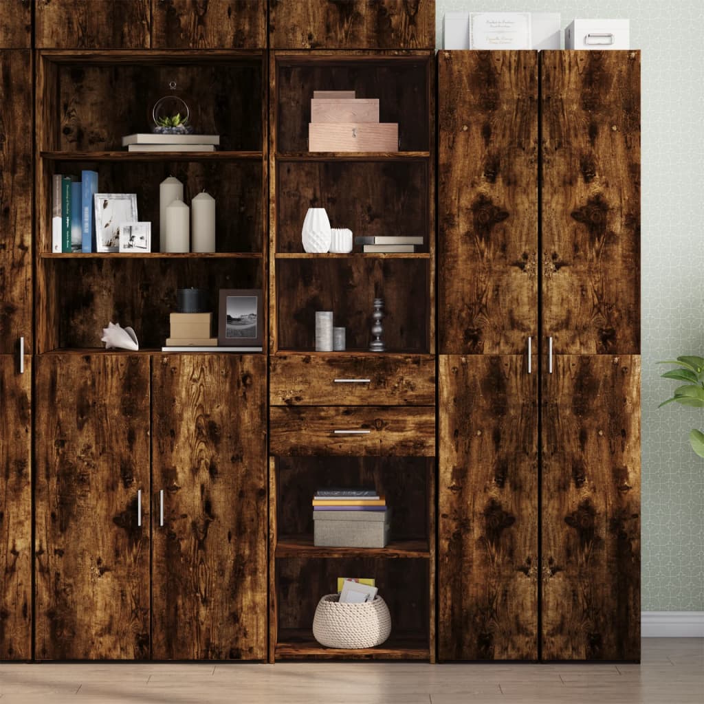 Skříň Highboard Kouřový Dub 50 X 42,5 X 185 Cm Kompozitní Dřevo
