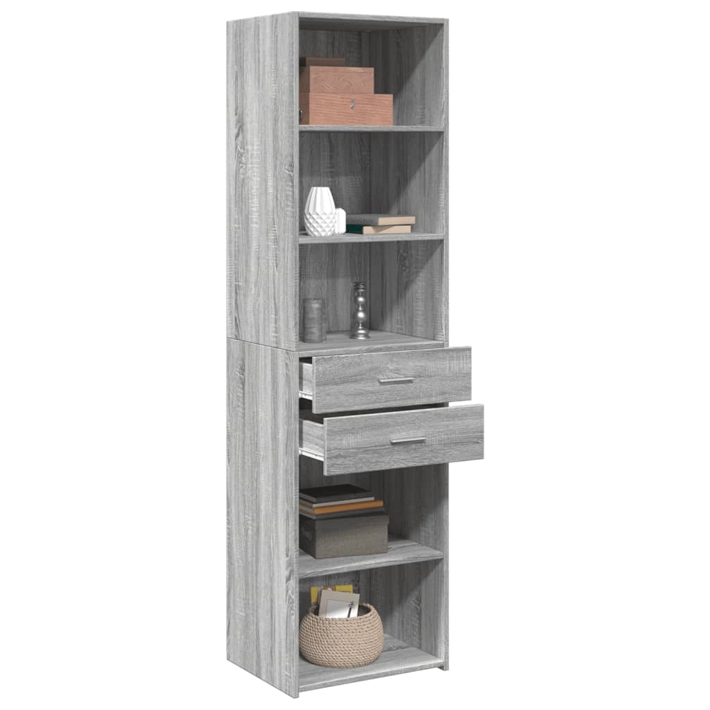 Skříň Highboard Šedá Sonoma 50 X 42,5 X 185 Cm Kompozitní Dřevo