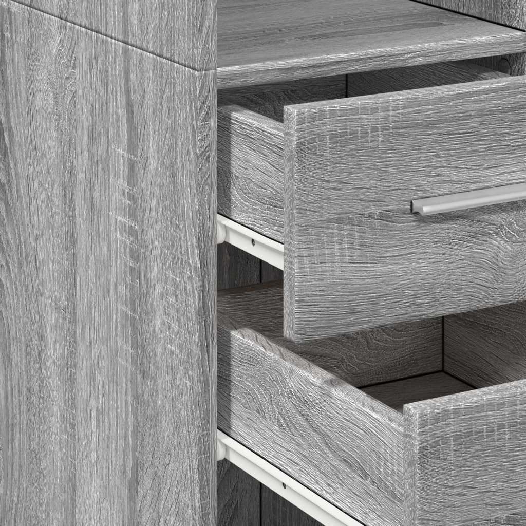 Skříň Highboard Šedá Sonoma 50 X 42,5 X 185 Cm Kompozitní Dřevo
