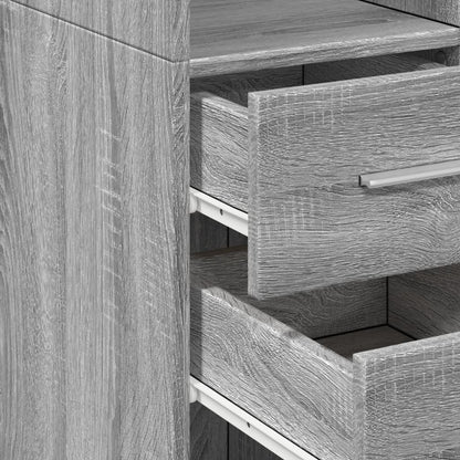 Skříň Highboard Šedá Sonoma 50 X 42,5 X 185 Cm Kompozitní Dřevo