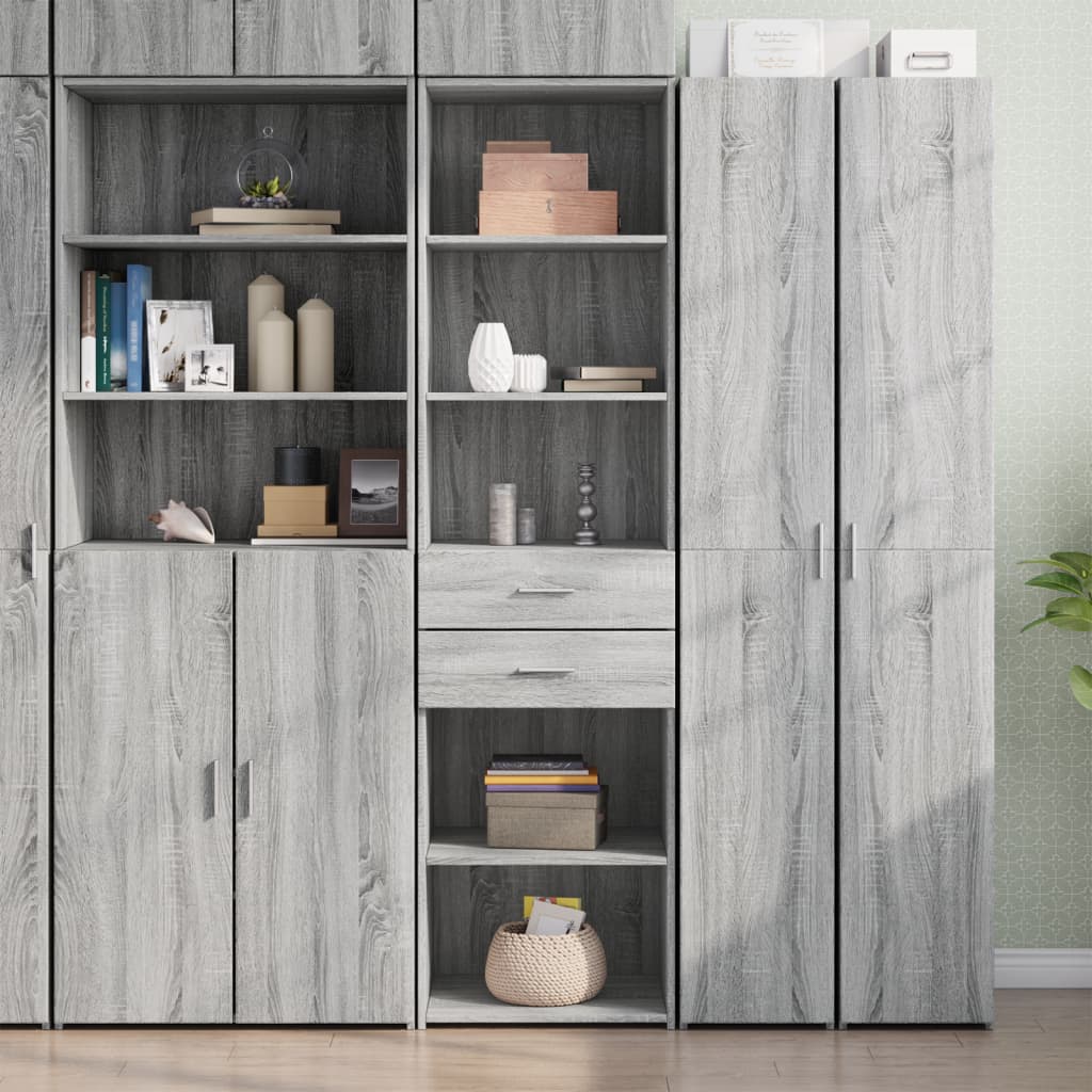 Skříň Highboard Šedá Sonoma 50 X 42,5 X 185 Cm Kompozitní Dřevo