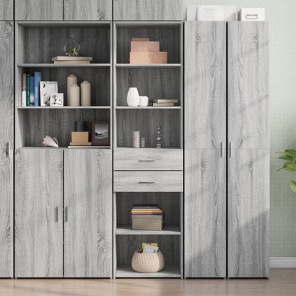 Skříň Highboard Černá 50 X 42,5 X 185 Cm Kompozitní Dřevo