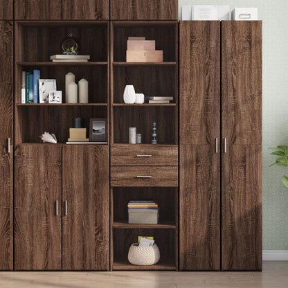 Skříň Highboard Černá 50 X 42,5 X 185 Cm Kompozitní Dřevo