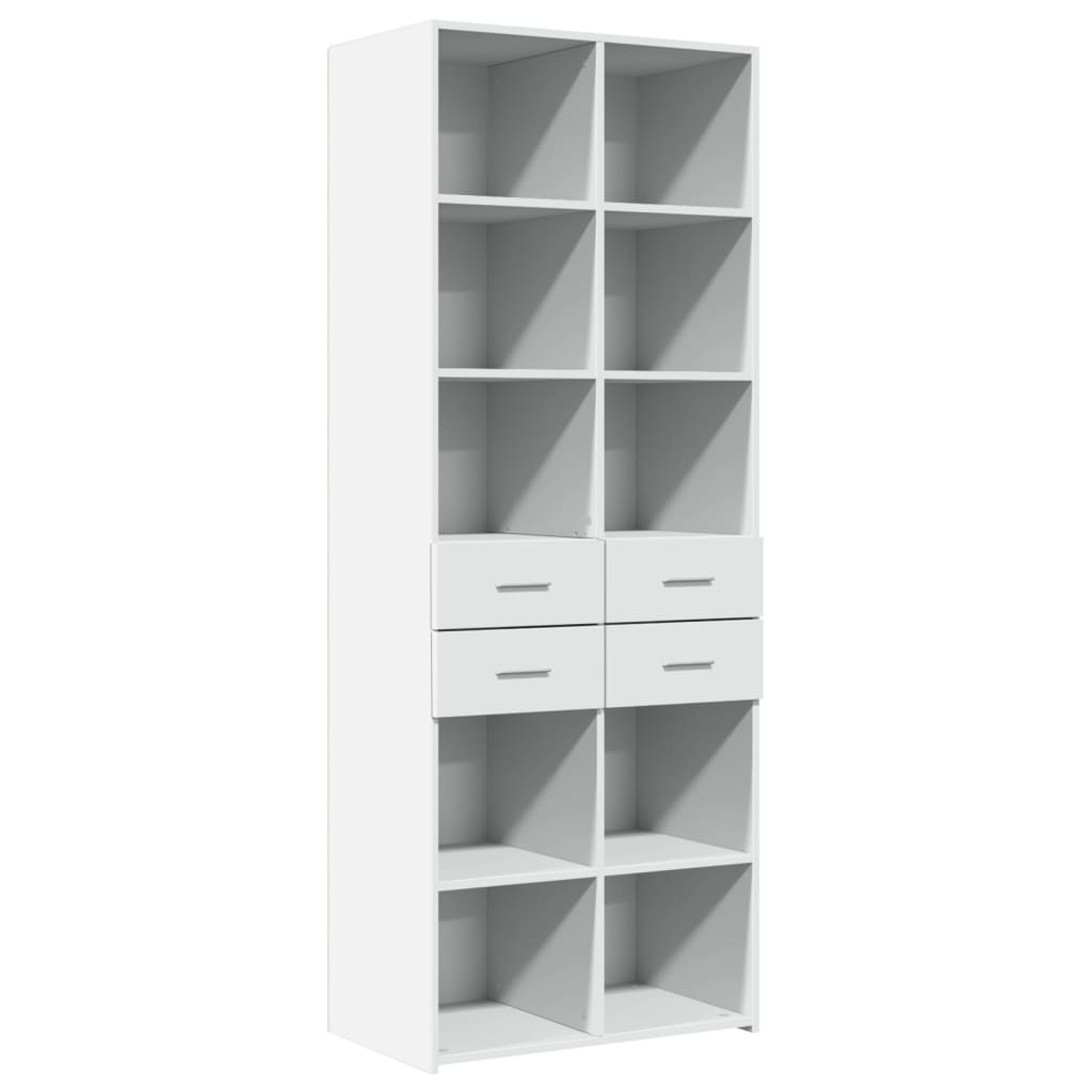 Skříň Highboard Bílá 70 X 42,5 X 185 Cm Kompozitní Dřevo