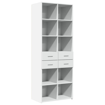 Skříň Highboard Bílá 70 X 42,5 X 185 Cm Kompozitní Dřevo