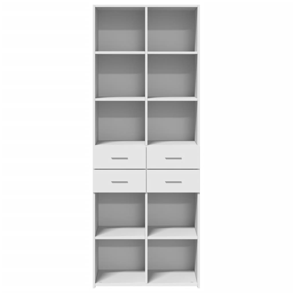 Skříň Highboard Bílá 70 X 42,5 X 185 Cm Kompozitní Dřevo