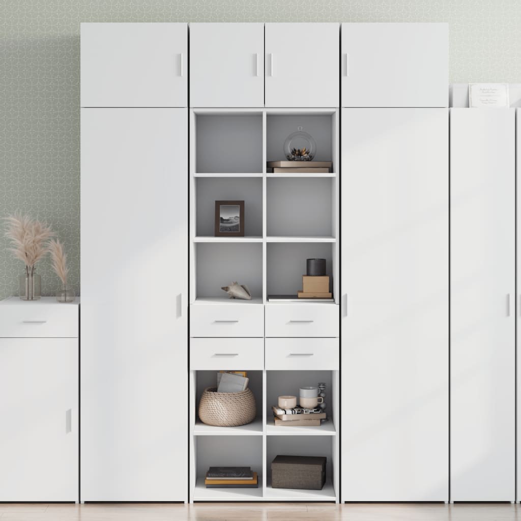 Skříň Highboard Bílá 70 X 42,5 X 185 Cm Kompozitní Dřevo