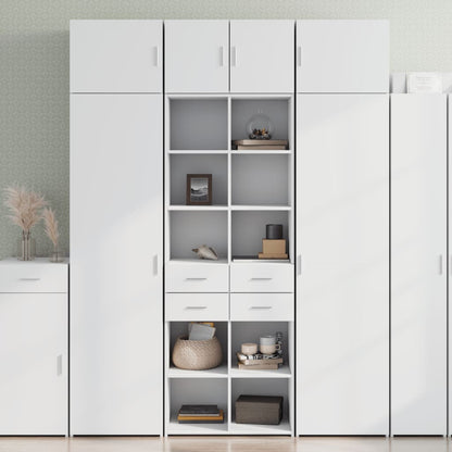 Skříň Highboard Bílá 70 X 42,5 X 185 Cm Kompozitní Dřevo