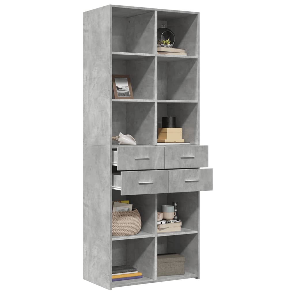 Skříň Highboard Betonově Šedá 70X42,5X185 Cm Kompozitní Dřevo